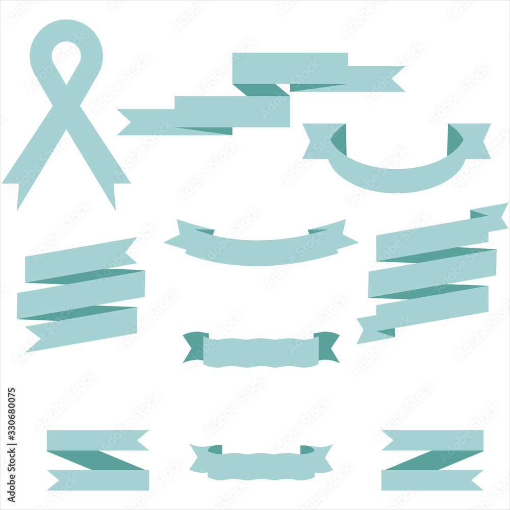 PASTEL Ribbon Set In Isolated For Celebration And Winner Award Banner White Background, Vector Illustration can use for anniversary, birthday, party, event, holiday And others.