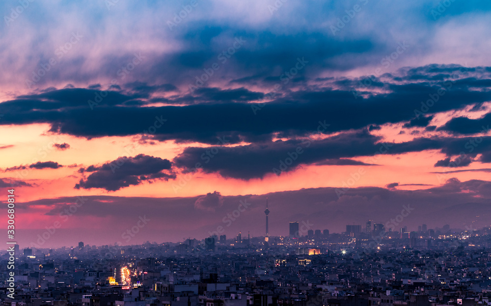 Beautiful skyline of Tehran-Iran, Tehran the capital of Iran cityscape.
