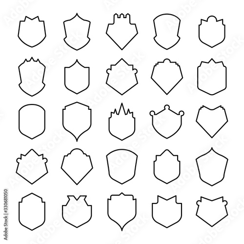 shield, badge and insignia icons set line design