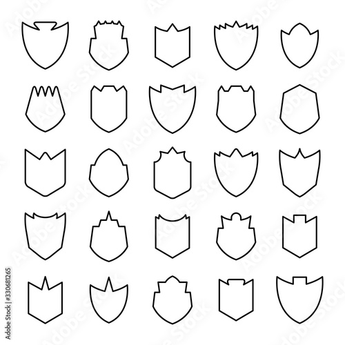 shield, badge and insignia icons set line design