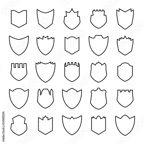 shield, badge and insignia icons set line design