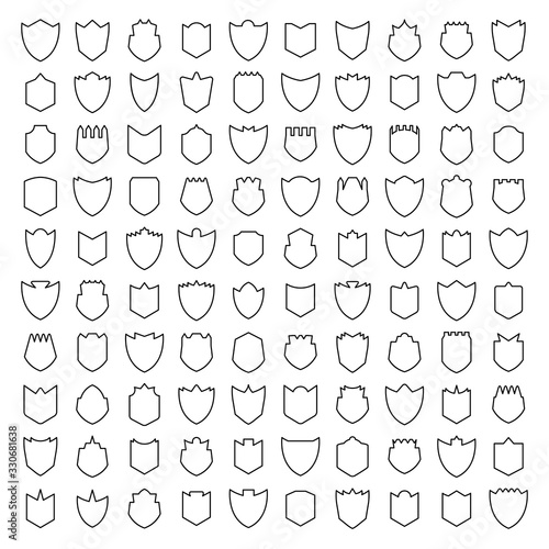 shield, badge and insignia icons set line design