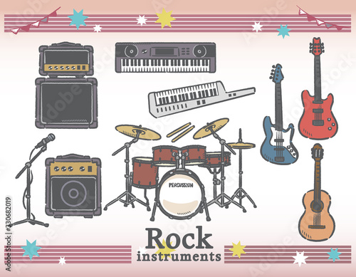 ロック音楽の楽器イラスト素材セット Stock Vector Adobe Stock