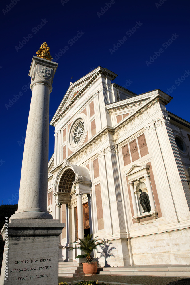 Arenzano (GE), Italy - December 30, 2017: The Shrine of the Infant Jesus of Prague Sanctuary, Arenzano, Genova, Liguria, Italy