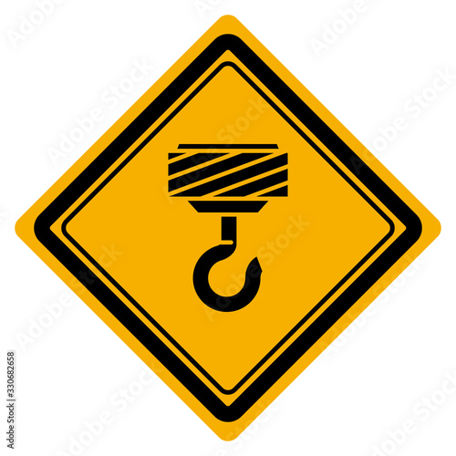 hoist or crane hook symbol yellow signage