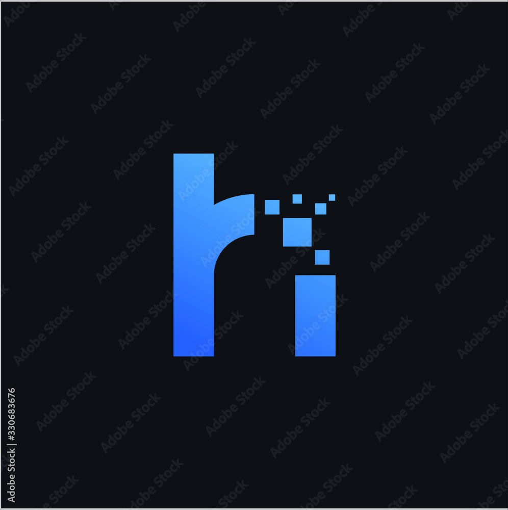 Letter H pixel design blue color. Technology and digital logotype vector concept Letter H pixel design blue color. Technology and digital logotype vector concept