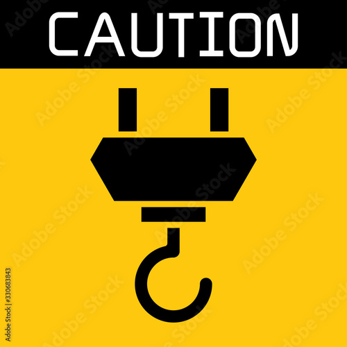 hoist or crane hook symbol yellow signage
