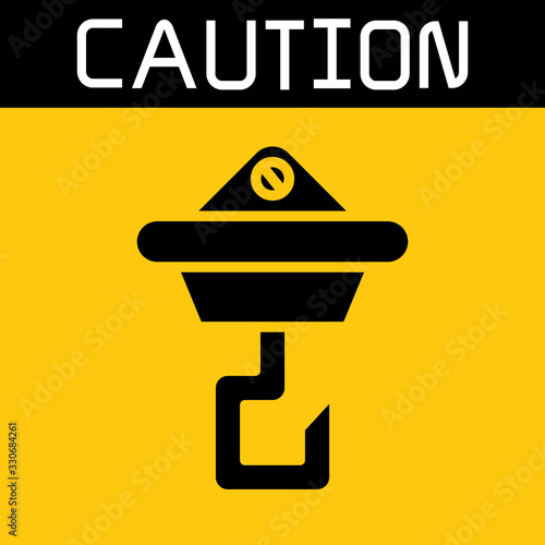 hoist or crane hook symbol yellow signage