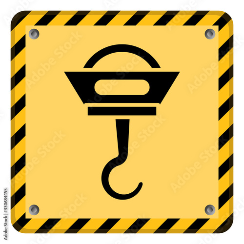 hoist or crane hook symbol yellow signage