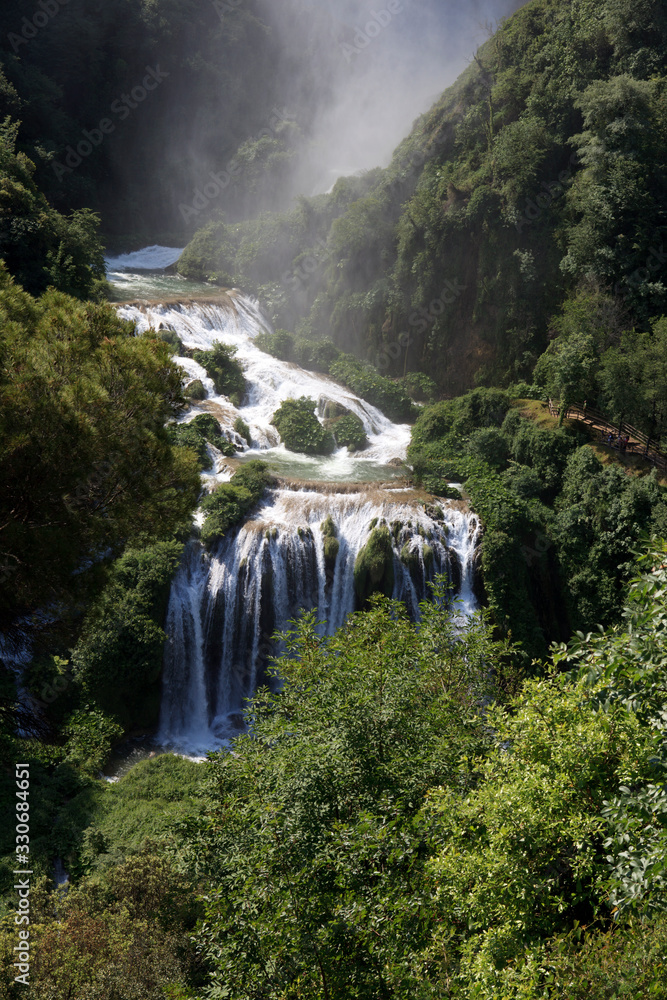 Terni (TR), Italy - May 10, 2016: The famous Marmore waterfall, Terni, Umbria, Italy