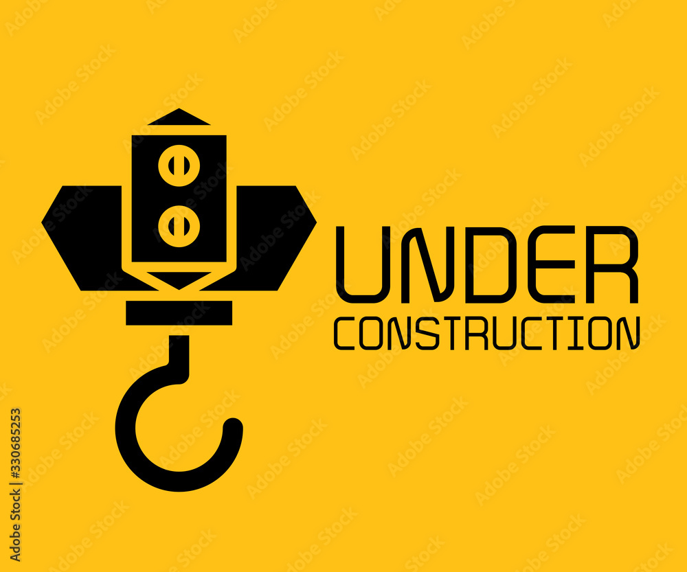 under construction, industrial crane hook symbol