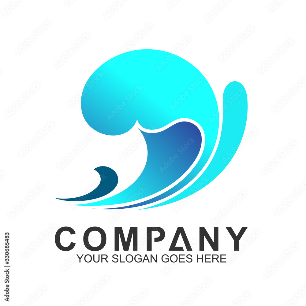 wave logo, water splash vector, abstract wave icon