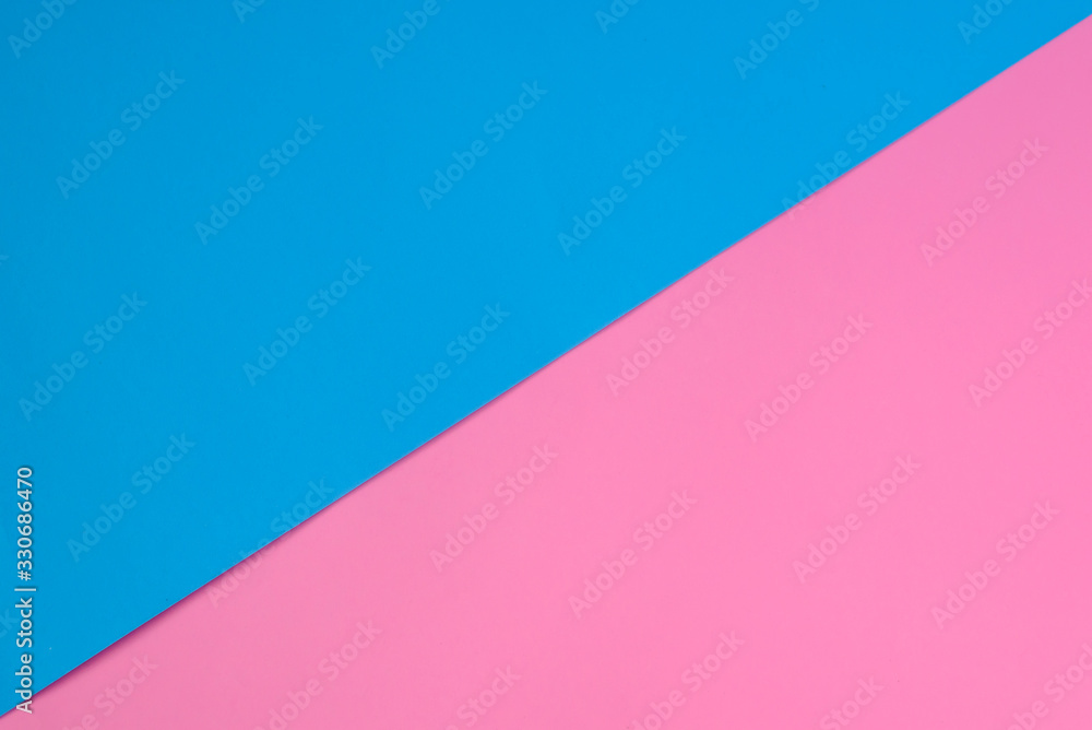Two tone blue and pink color paper. empty space for background design.