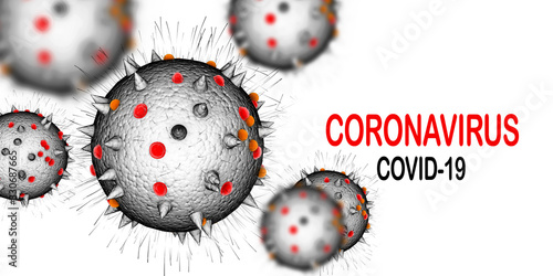 3d render Corona virus disease COVID-19. Microscopic view of a infectious virus photo