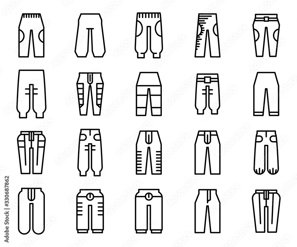 trousers and pants icons line design