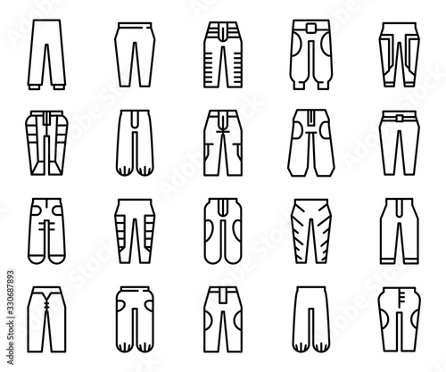 trousers and pants icons line design