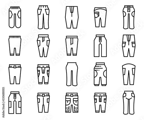 trousers and pants icons line design