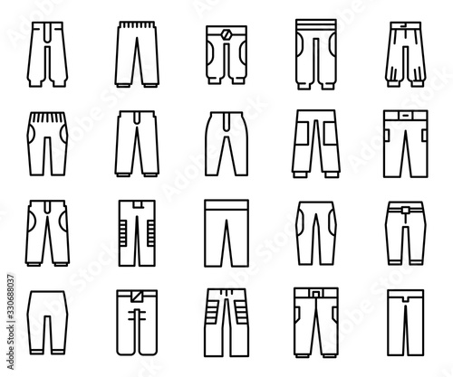 trousers and pants icons line design