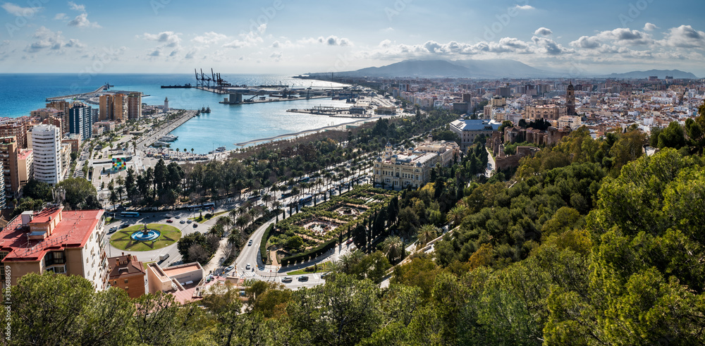 Obraz premium Aerial view of Malaga, Costa del Sol, Spain
