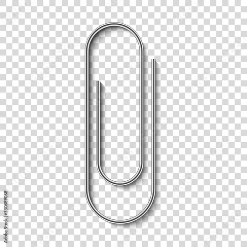 Paper clip on transparent background. Vector illustration.