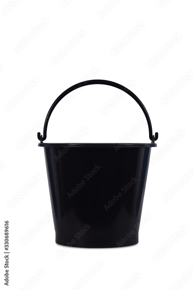 Black bucket with handle isolated on white background Black bucket with handle isolated on white background