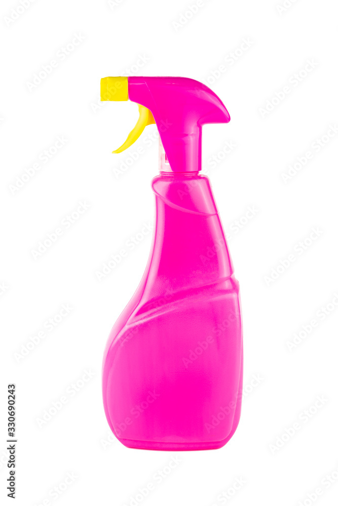 Pink spray bottle cut out on white background. Pink spray bottle cut out on white background.