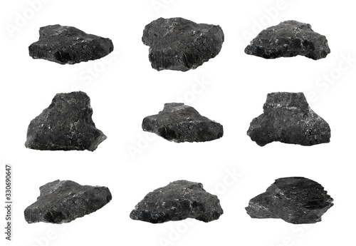 Fototapeta Naklejka Na Ścianę i Meble -  Set of fragment of granite isolated on white background, Clipping path.