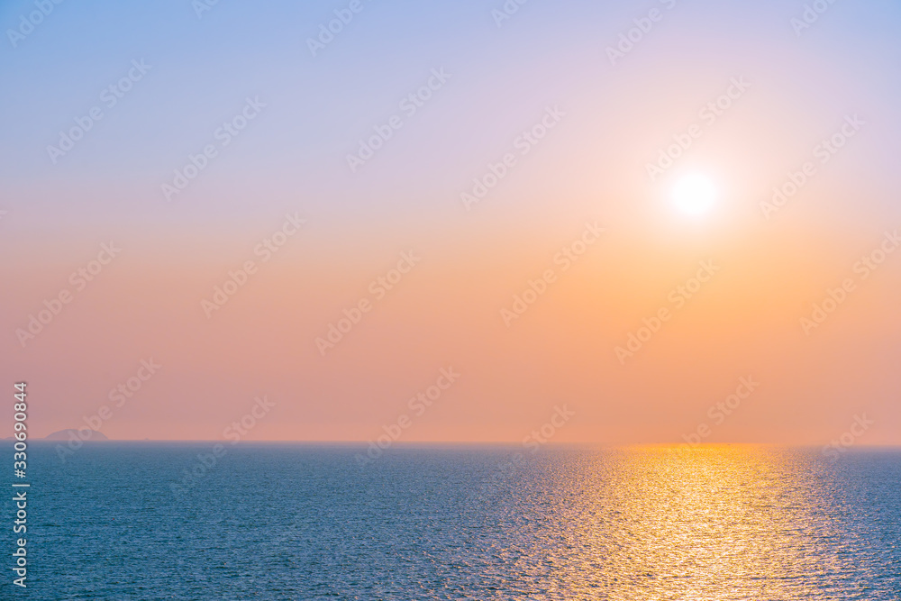 Beautiful sunset or sunrise around sea ocean bay with cloud on sky Beautiful sunset or sunrise around sea ocean bay with cloud on sky
