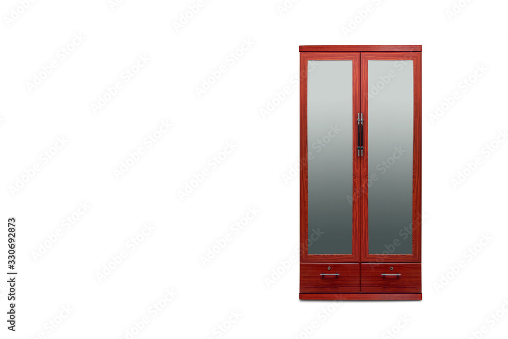 two-section wooden wardrobe isolated on white background two-section wooden wardrobe isolated on white background