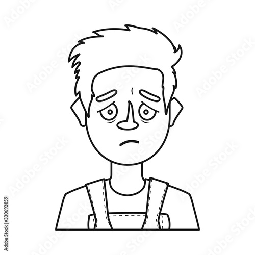 Vector design of guy and sad icon. Collection of guy and expressing stock vector illustration.