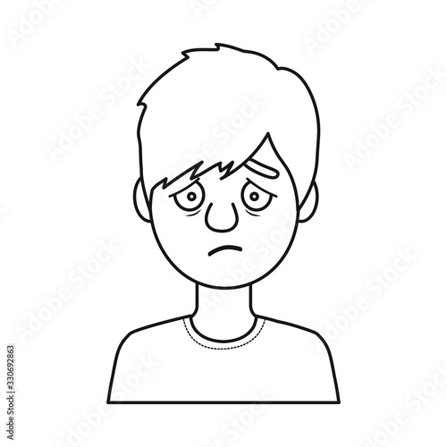 Vector design of guy and sad icon. Set of guy and expressing stock symbol for web.