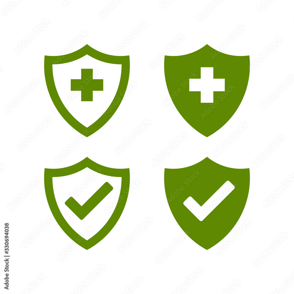 Hygienic shield protecting from virus, germs and bacteria. Web security shield vector icons collection on white background. Hygienic shield protecting from virus, germs and bacteria. Web security shield vector icons collection on white background.