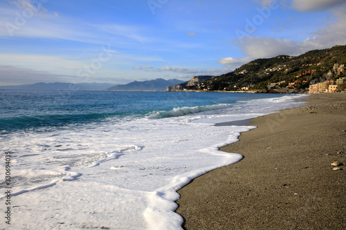 Varigotti (SV), Italy - December 30, 2017: Varigotti beach, Italian Riviera, Savona, Liguria, Italy photo