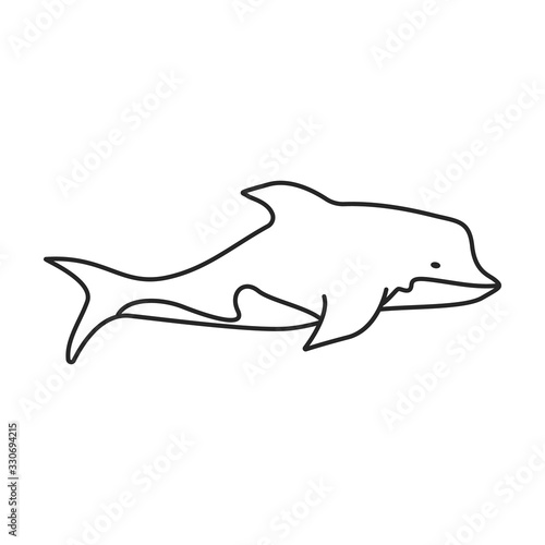 Dolphin vector icon.Outline vector icon isolated on white backgroun dolphin.