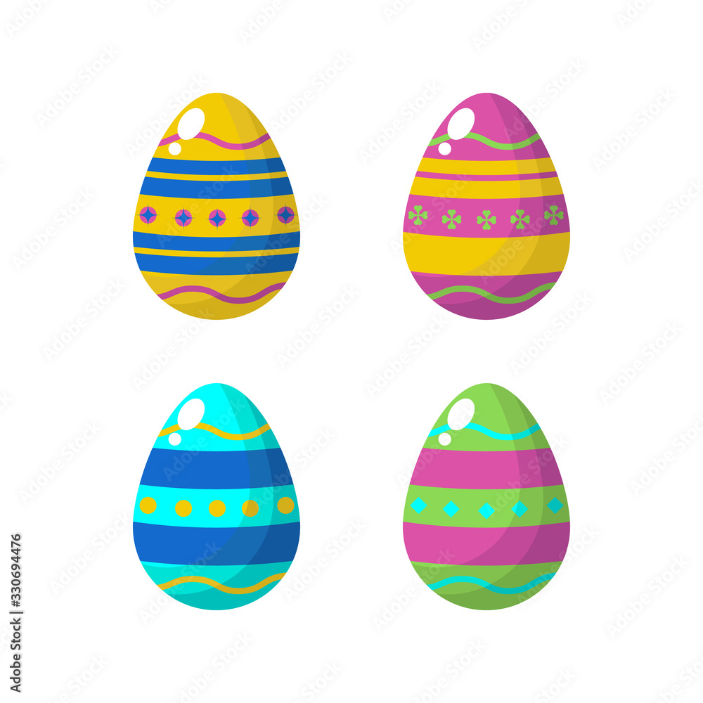 Flat design easter day egg collection vector
