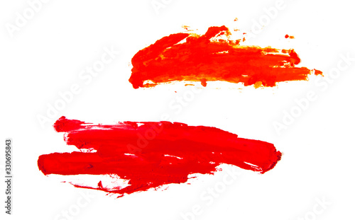 Orange and red brush stroke on a white background