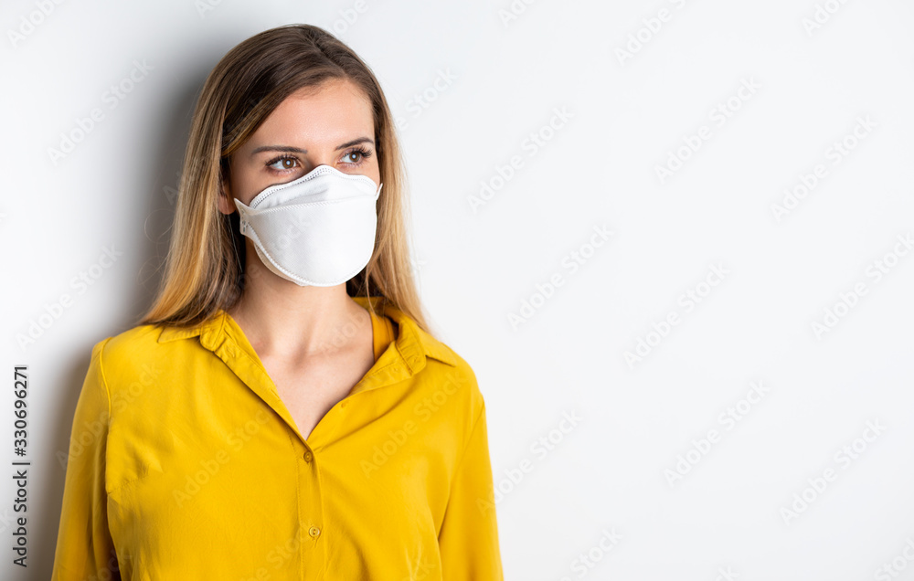 Virus mask woman wearing face protection in prevention for coronavirus Virus mask woman wearing face protection in prevention for coronavirus