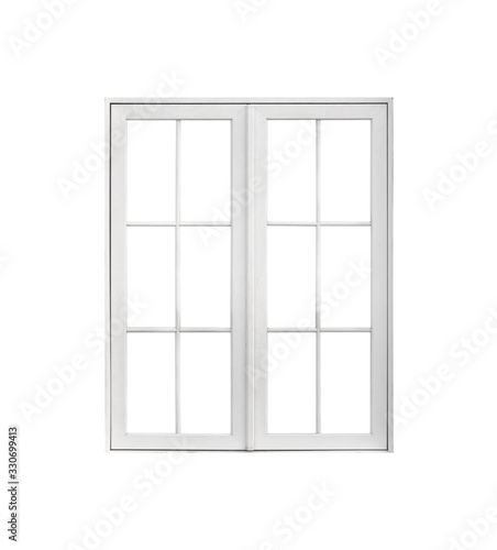 Real vintage house window frame isolated on white background