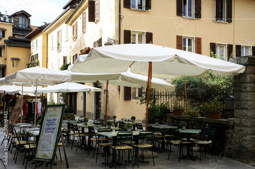 Orta San Giulio (NO), Italy - September 02, 2019: Typical bar in Orta, Orta, Novara, Piedmont, Italy