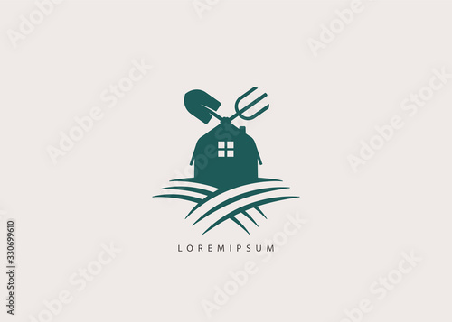 Farm House Logo abstract design, vector template. Arm, farming icon or logo, Agricultural industry, viniculture illustration