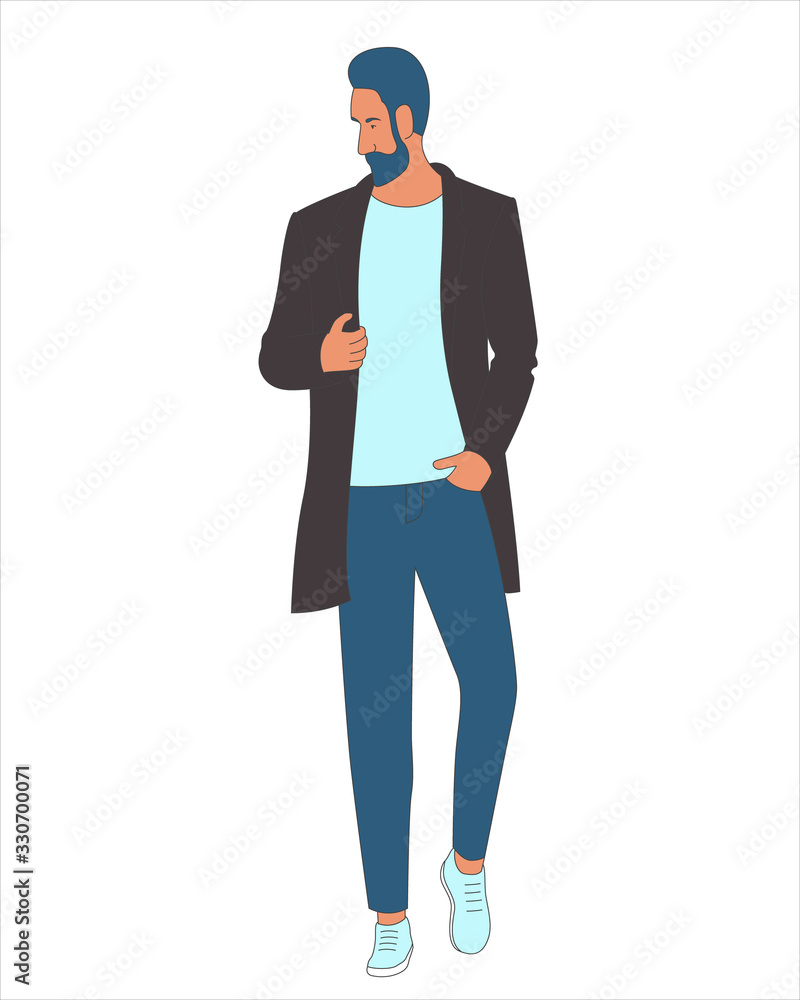 Vector illustration of a stylish bearded men wearing fashion clothes Vector illustration of a stylish bearded men wearing fashion clothes
