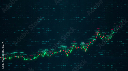 Financial digital stock market graph chart. 3d rendering - illustration.