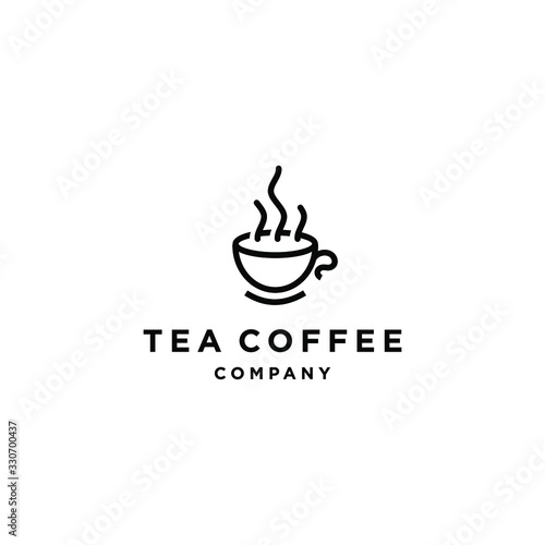 coffee shop logo hipster with cup icon vector in line outline vintage style 