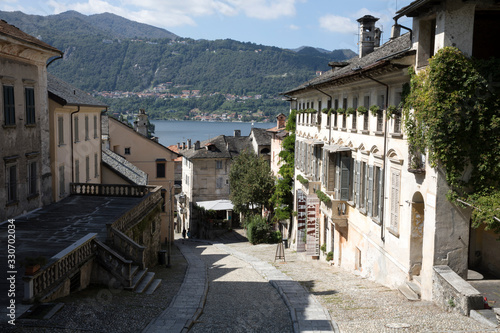 Orta San Giulio  NO   Italy - September 02  2019  A typical small road in Orta San Giulio island  Orta  Novara  Piedmont  Italy