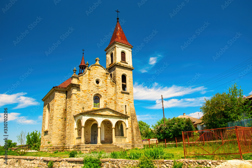 Neo Gothic Roman Catholic Church in Baikivtsi, Ternopil suburban area, Ukraine