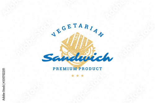 Hand drawn logo sandwich silhouette and modern vintage typography hand drawn style vector illustration