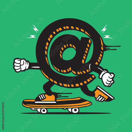 @ Email Internet Symbol Sign Skateboarding Character Design