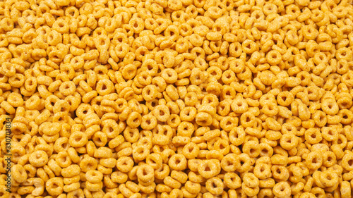 Corn-flakes background and texture. Top view.