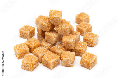 Canvastavla brown refined sugar on a white background