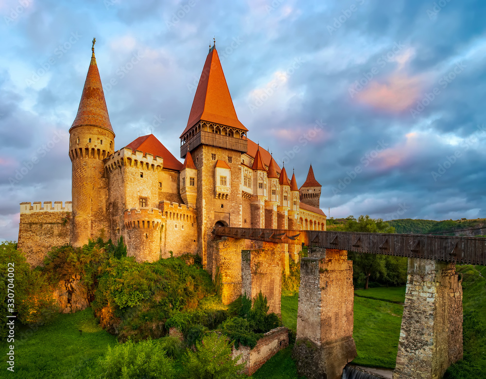 Amazin view of the Corvin Castle, Hunedoara, Transylvania, Romania